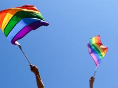 Waving rainbow flags