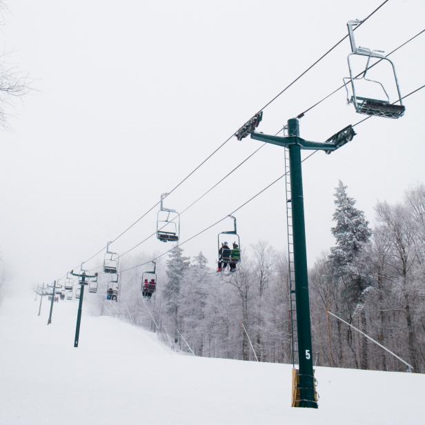 Ski lift at Smuggler's Notch Resort, Jeffersonville, Vermont, Monday, February 25, 2013.