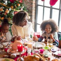 Group of diverse people are gathering for christmas holiday