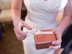 Bride Opening a Gift on the Wedding Day