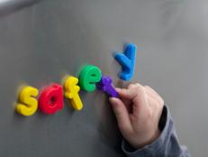 Magnetic letters spelling safety on stainless steel,