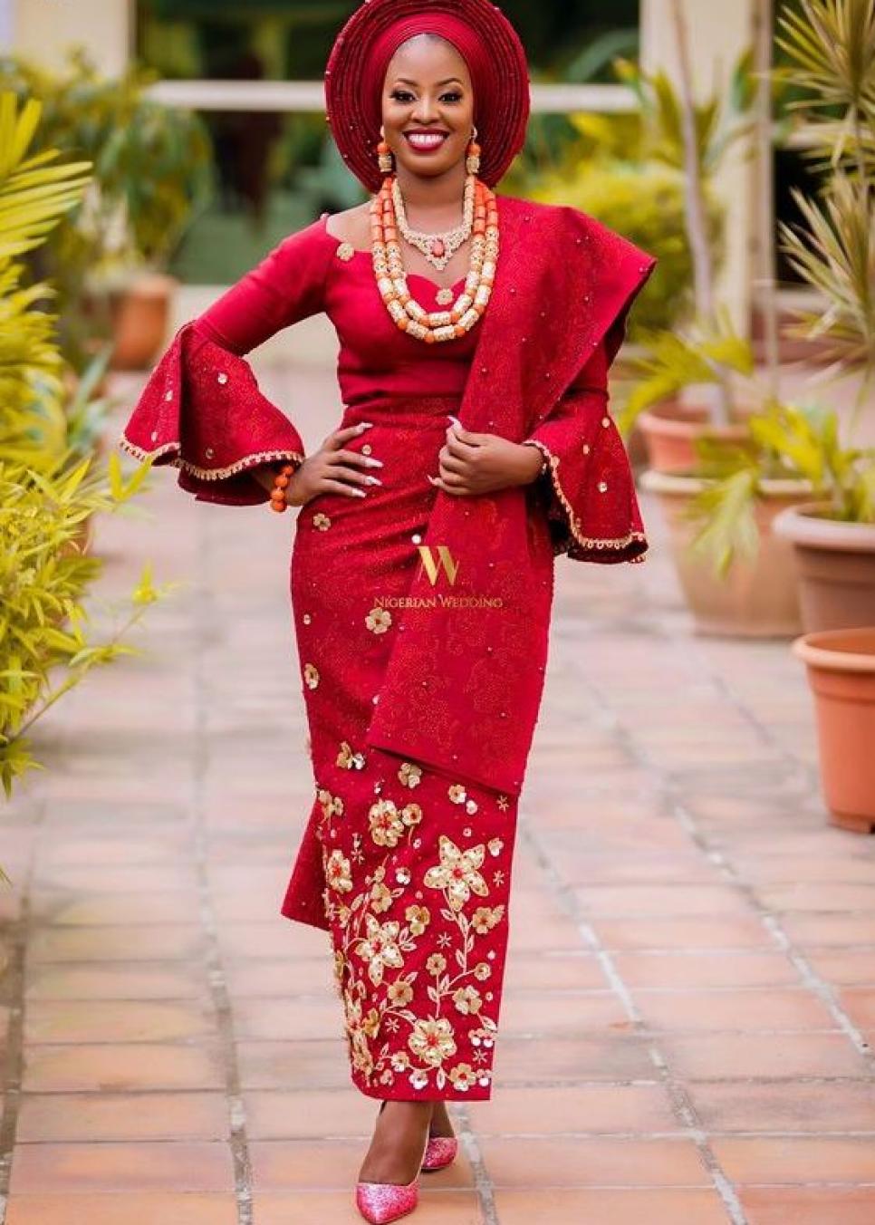 red traditional wedding dress