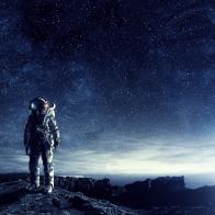 Astronaut in space suit. Elements of this image furnished by NASA