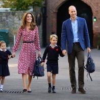 LONDON, UNITED KINGDOM - SEPTEMBER 5: Princess Charlotte arrives for her first day of school, with her brother Prince George and her parents the Duke and Duchess of Cambridge, at Thomas's Battersea in London on September 5, 2019 in London, England. (Photo by Aaron Chown - WPA Pool/Getty Images)