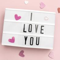 I love you message in lightbox