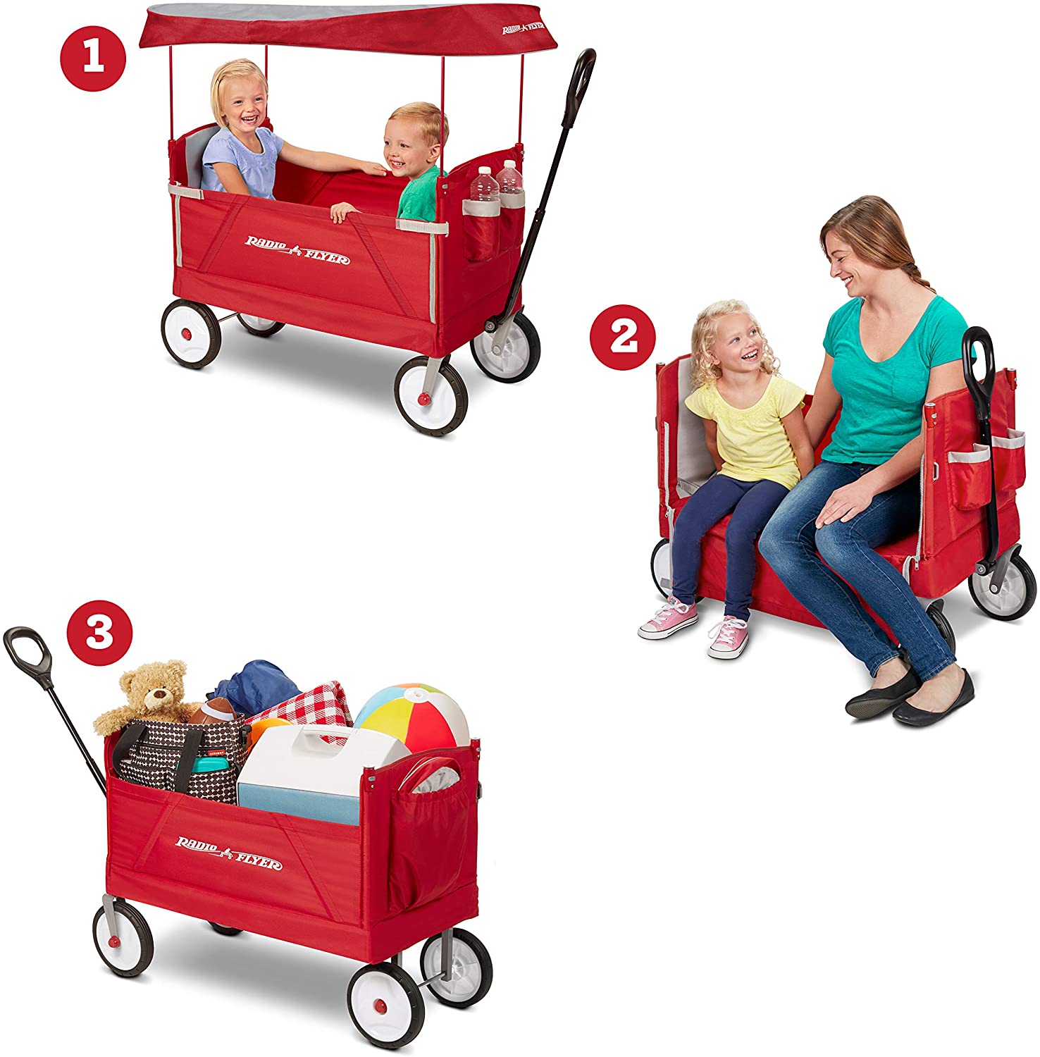 Radio Flyer All-Terrain 3-in-1 EZ Folding Wagon for kids and cargo All Terrain 