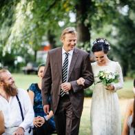 Father and daughter on their way to the altar.