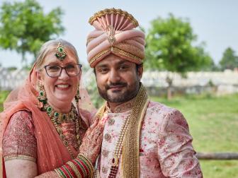 Jenny & Sumit posing at the Arya Samaj Temple, venue of Jenny's & Sumit's wedding ceremony, as seen on TLC's 90 Day Fiancé: The Other Way.