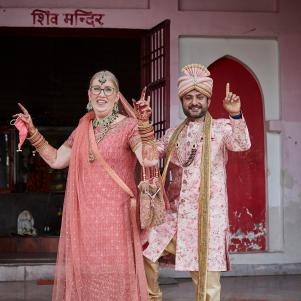 Jenny & Sumit dancing at the Arya Samaj Temple, venue of Jenny's & Sumit's wedding ceremony, as seen on TLC's 90 Day Fiancé: The Other Way.