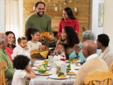 Family eating Thanksgiving dinner