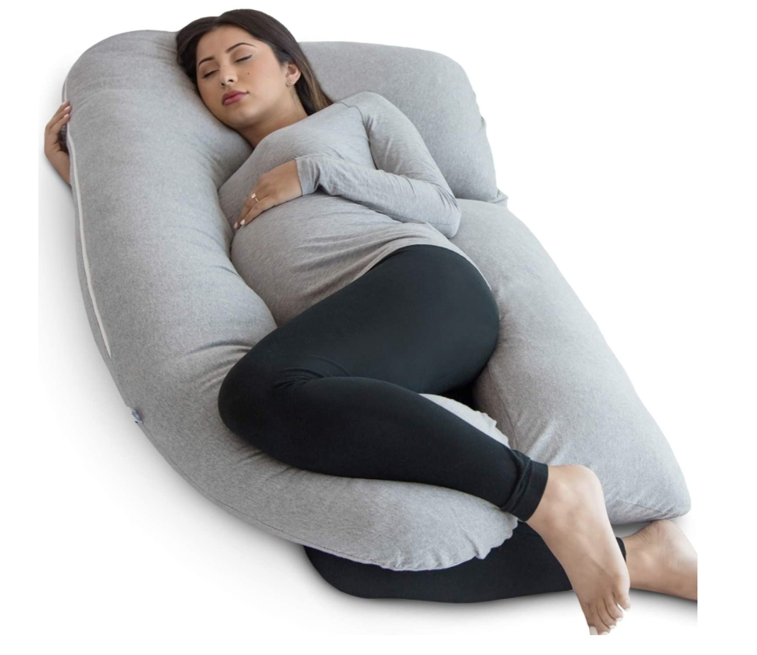 Momcozy Pregnancy Pillows with Cooling Cover Legs for Pregnant Women Support for Back Belly U-Shaped Full Body Maternity Pillow for Side Sleepers 57 Inch Hip 