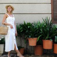 pretty girl in a sundress on italian street