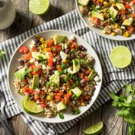 Homemade Mexican Baja Rice Bowl with Avocado and Salsa