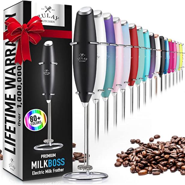 Milk Frother Handheld, Frother with Wireless Charging Base, USB C Rechargeable Milk Frother, Kitchen Gift Mini Frother with Stand, Electric Milk