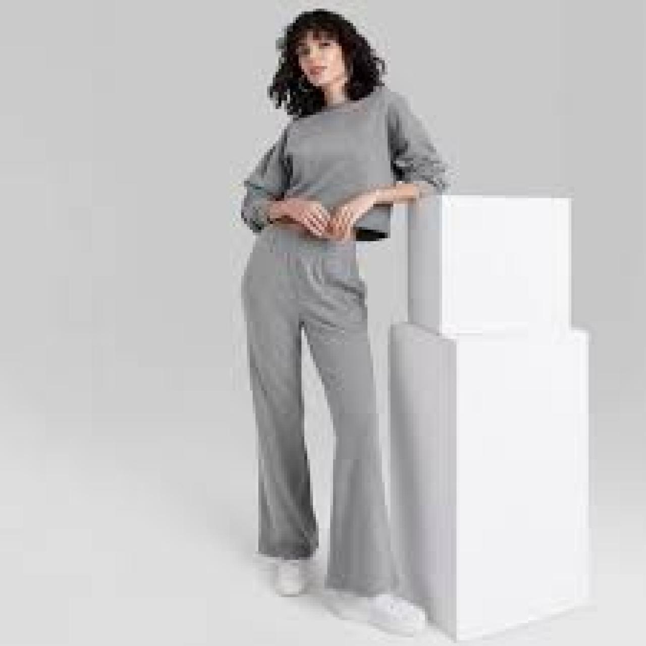 Women's High-Rise Wide Leg French Terry Sweatpants - Wild Fable