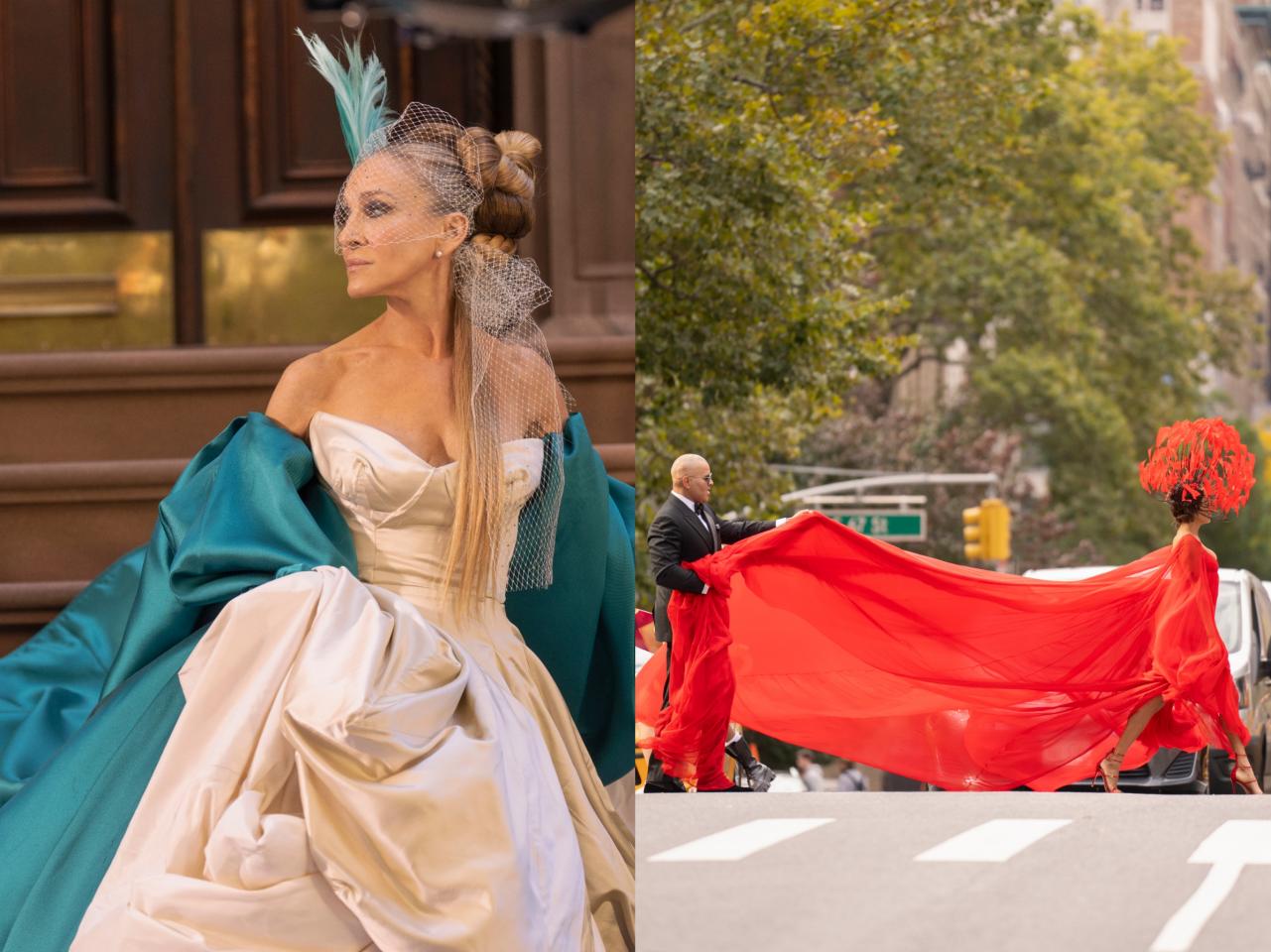 and just like that red dress Nicole Ari Parker Sees Red in Bold Headpiece for 'And Just Like That'