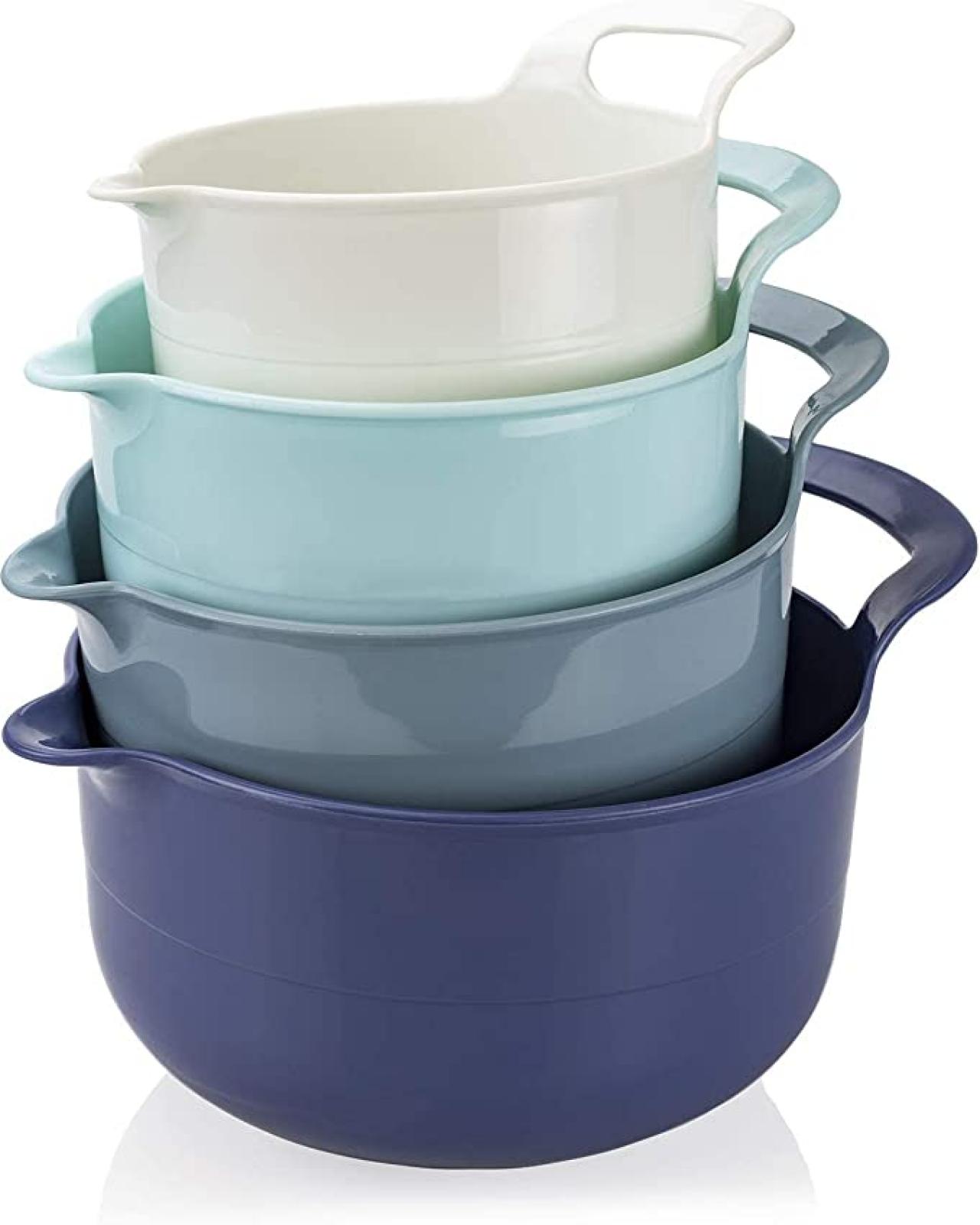 GLAD Mixing Bowls with Pour Spout, Set of 3 | Nesting Design Saves Space |  Non-Slip, BPA Free, Dishwasher Safe Plastic | Kitchen Cooking and Baking