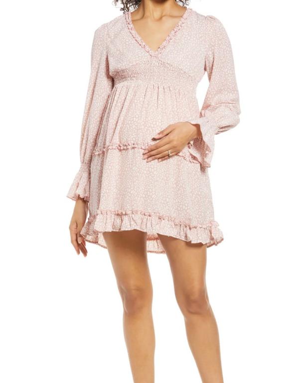 Motherhood Maternity Off-The-Shoulder Short Sleeve Maxi Maternity Dress -  Macy's