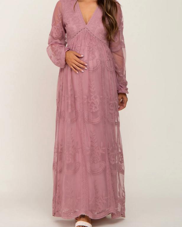 knee length dresses for ladies Daisy Romantic Cream Print Maternity Baby Shower Dress main image 0
