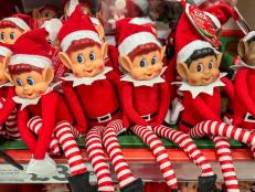 BATH, ENGLAND - NOVEMBER 18: Christmas  Elf on the Shelf toys are displayed for sale on November 18, 2024 in Bath, England. Elves first arrived on UK shelves in 2013 after the toy became widely popular in the US, due to a bestselling 2005 children's picture book, The Elf on the Shelf: A Christmas Tradition written by Carol Aebersold and her daughter Chanda Bell.  (Photo by Anna Barclay/Getty Images)