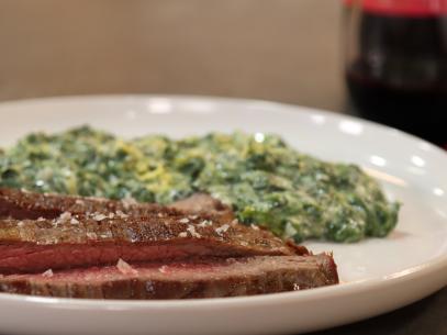 Seared Flank Steak with Parmesan Spinach