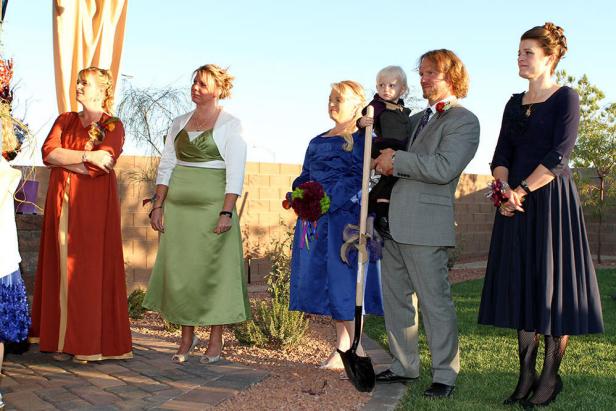 brown family commitment ceremony dresses Sister Wives Photos versatile matte satin gown Size CN/US:XL / 10~12 A-Line Skirt with Pockets Backless Mermaid Wedding Dress