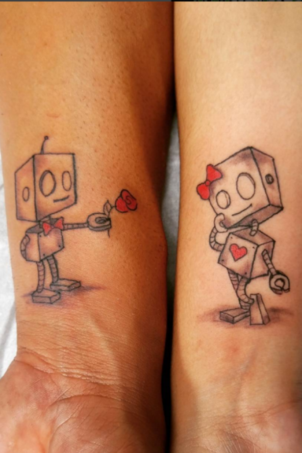 Matching #bender tattoos for a sweet couple in memory of their sweet and  sour pup, Bender. Please swipe to see them both! . If you love ... |  Instagram