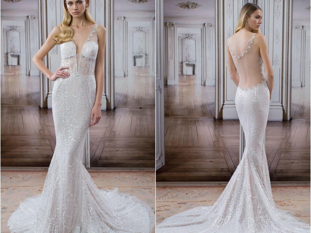 Bling Mermaid Wedding Dresses with Detachable Skirt Rhinestones