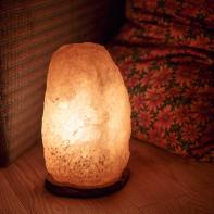 Salt lamp on the floor of the house