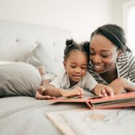 Mom reading for toddler